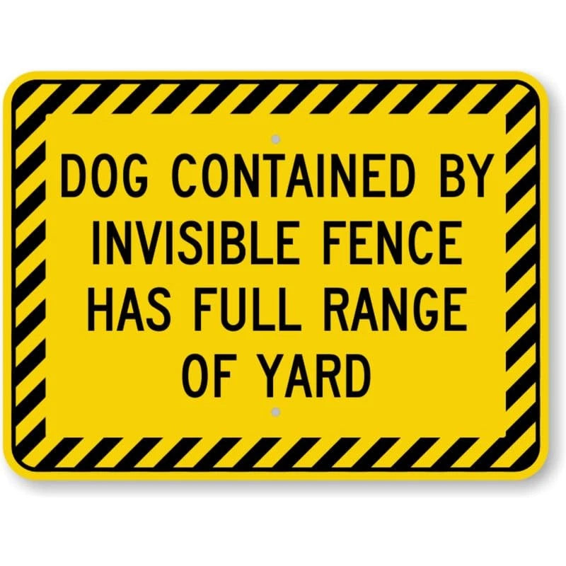 Dog Contained Invisible Fence Aluminum Sign — product artwork