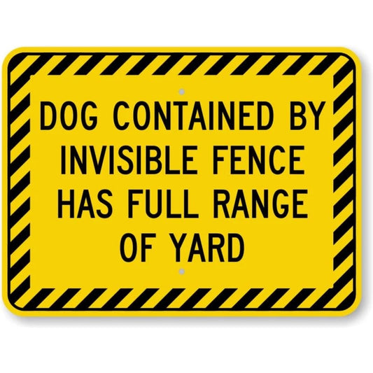 Dog Contained Invisible Fence Aluminum Sign — product artwork