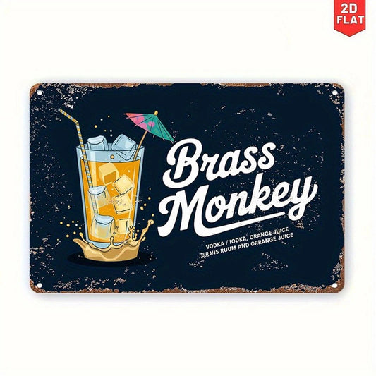 Brass Monkey Funny Retro Tropical Bar Aluminum Sign — product artwork