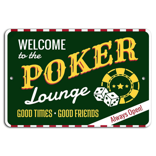 Poker Lounge Vintage Man Cave Aluminum Sign — product artwork
