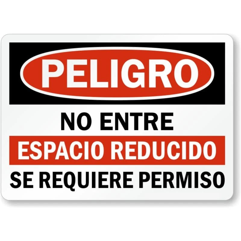 Spanish Confined Space Permit Aluminum Sign — product artwork