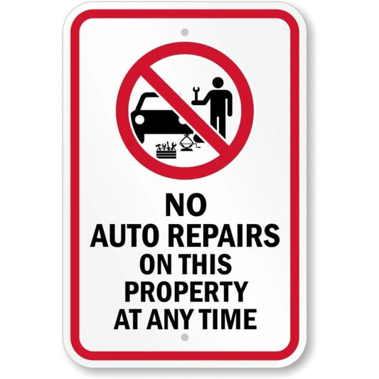 No Auto Repairs Property Aluminum Sign — product artwork