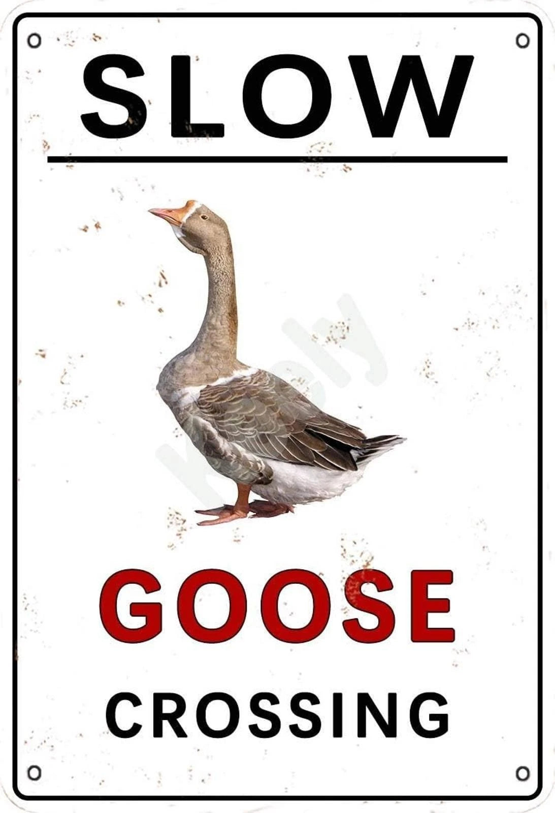 Slow Goose Crossing Funny Vintage Aluminum Sign — product artwork