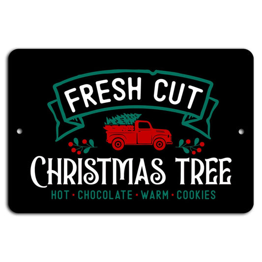Christmas Tree Rustic Vintage Holiday Aluminum Sign — product artwork