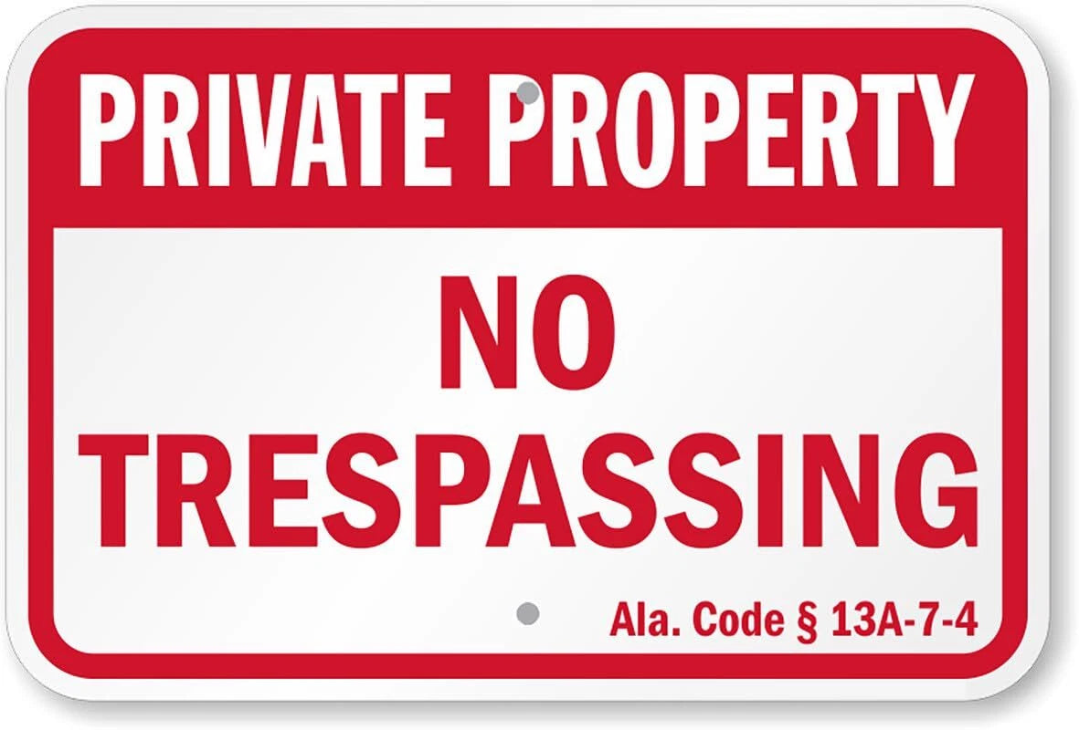 Private Property Alabama Aluminum Sign — product artwork