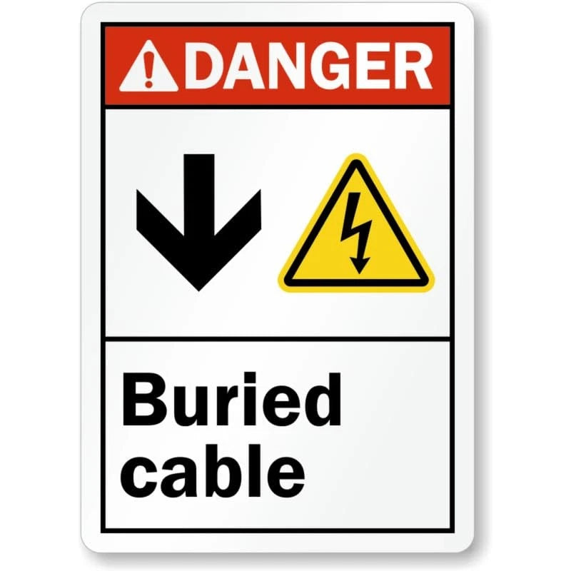 Buried Cable Down Arrow Aluminum Sign — product artwork