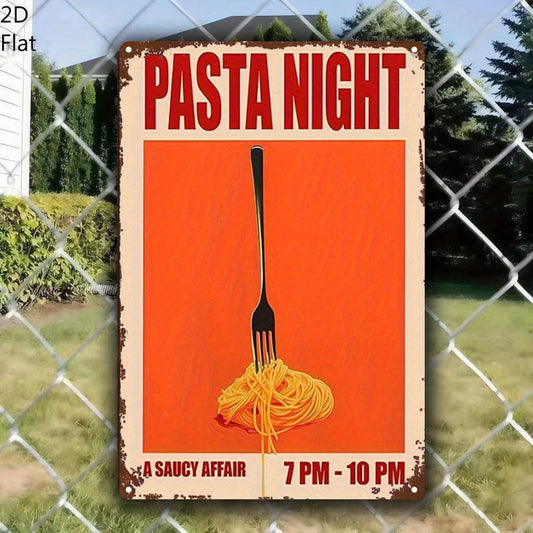 Retro 'pasta Night' Italian Food Kitchen Dinner Party Aluminum Sign — product artwork