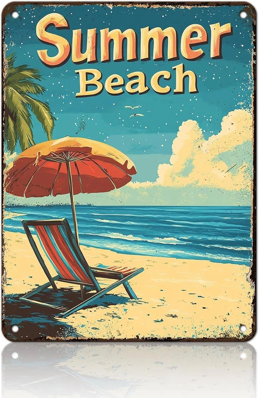 Beach Summer Funny Farmhouse Aluminum Sign — product artwork