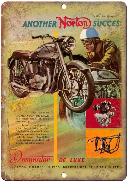 Motorcycle Norton Dominator De Luxe Reproduction Aluminum Sign — product artwork
