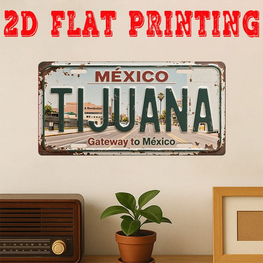 Vintage Tijuana Mexico Rustic Decorative Aluminum Plate — product artwork
