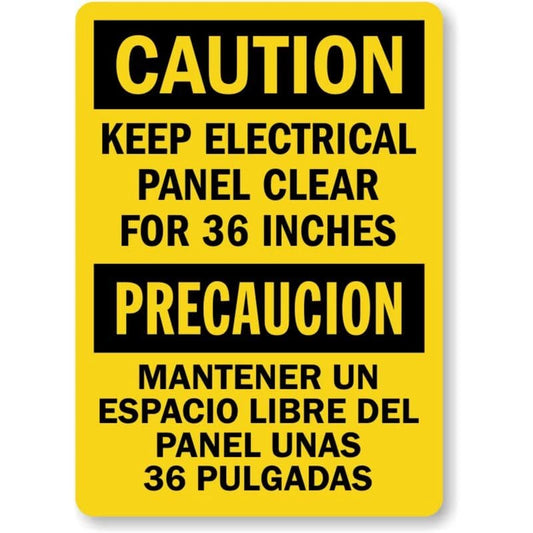 Bilingual Electrical Panel Clear Aluminum Sign — product artwork