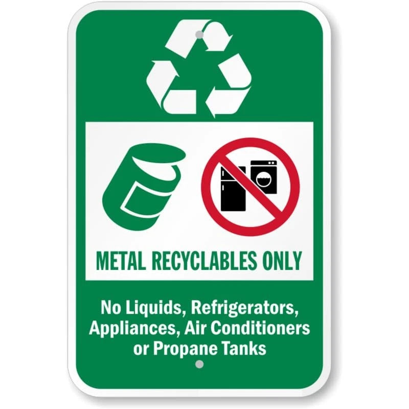 Recyclables Only Recycling Aluminum Sign — product artwork