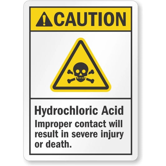 Hydrochloric Acid Contact Ansi Caution Aluminum Sign — product artwork