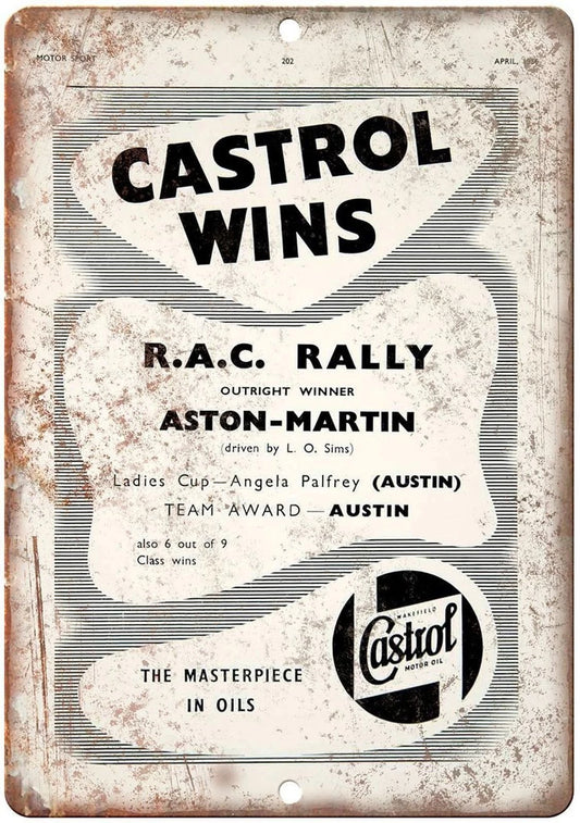 Vintage Castrol Motor Oil Masterpiece Funny Aluminum Sign — product artwork