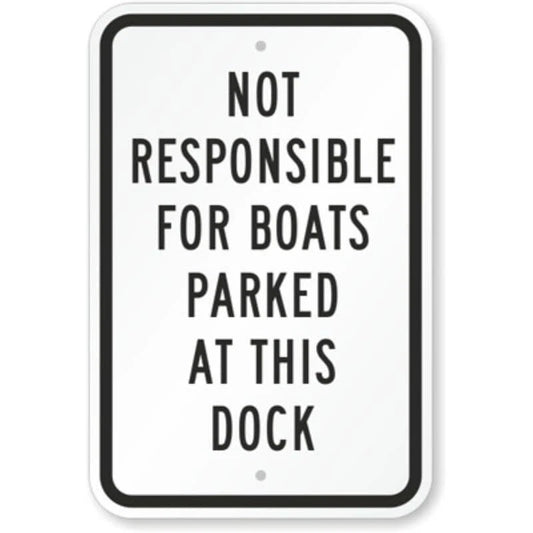 Boats Parked Dock Aluminum Sign — product artwork