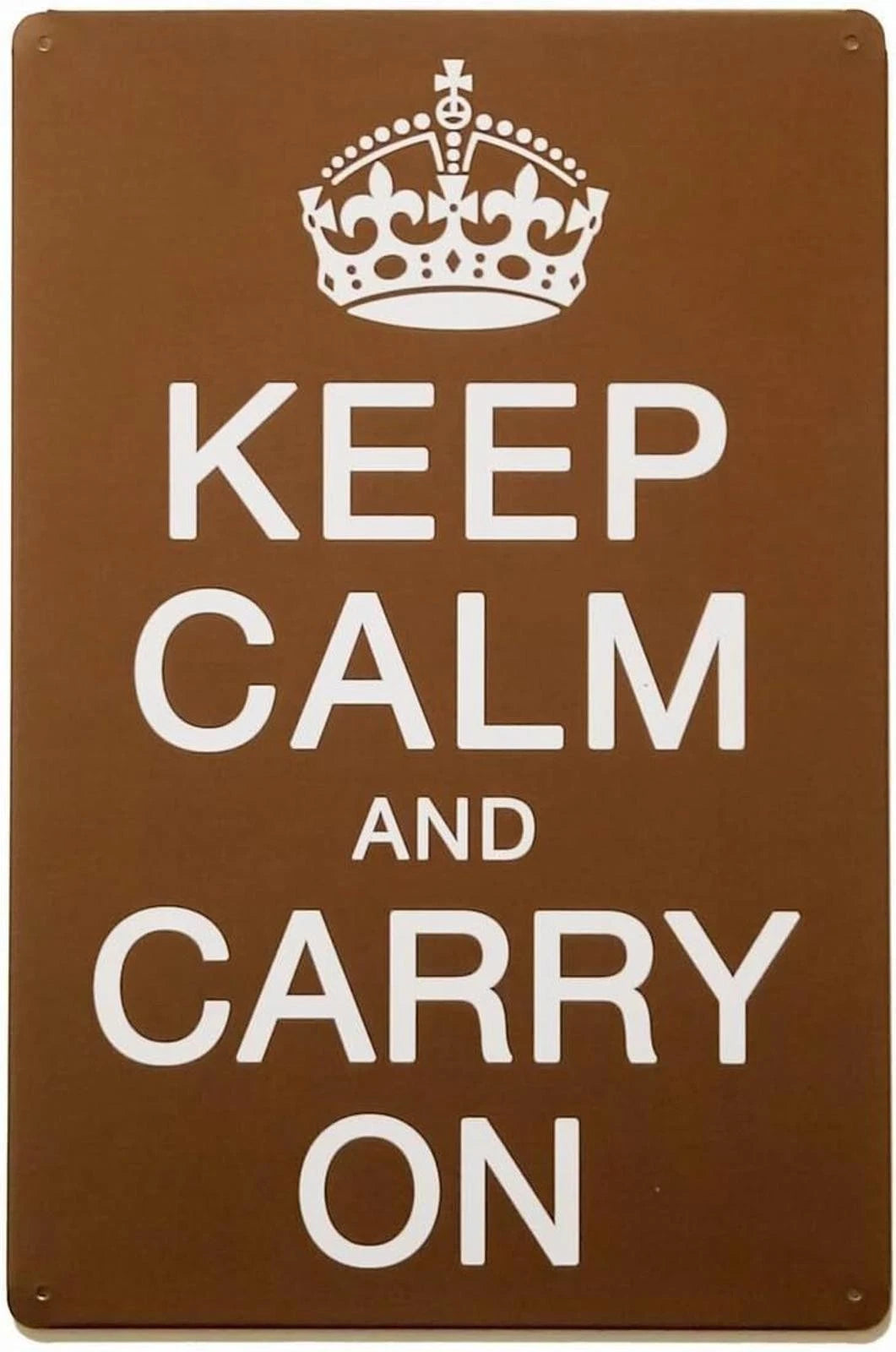 Vintage Keep Calm and Carry on Funny Aluminum Sign — product artwork