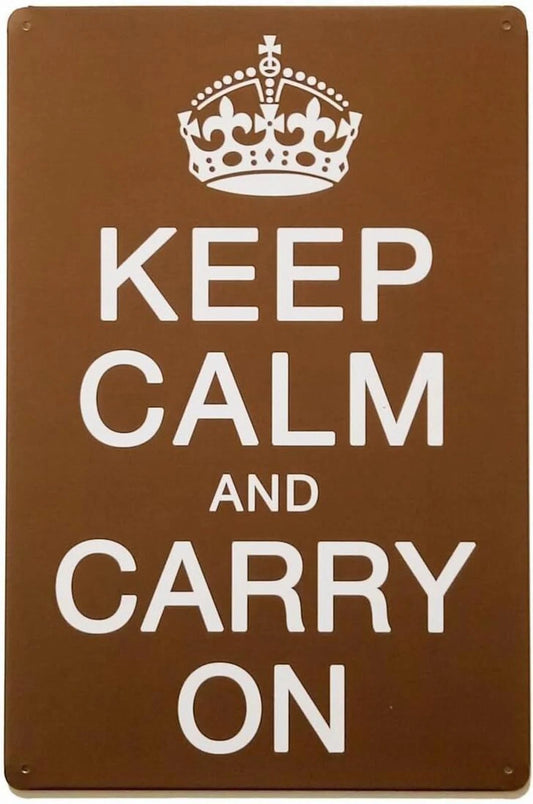 Vintage Keep Calm and Carry on Funny Aluminum Sign — product artwork