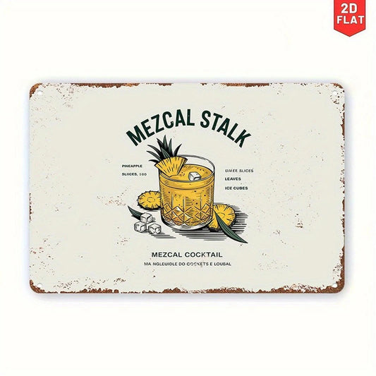 Mezcal Cocktail Funny Retro Bar Art Aluminum Sign — product artwork
