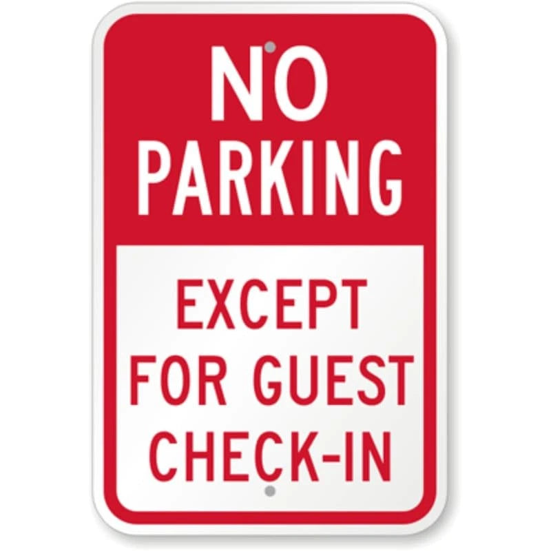 Guest Check in Parking Aluminum Sign — product artwork