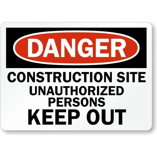 Construction Site Out Danger Aluminum Sign — product artwork
