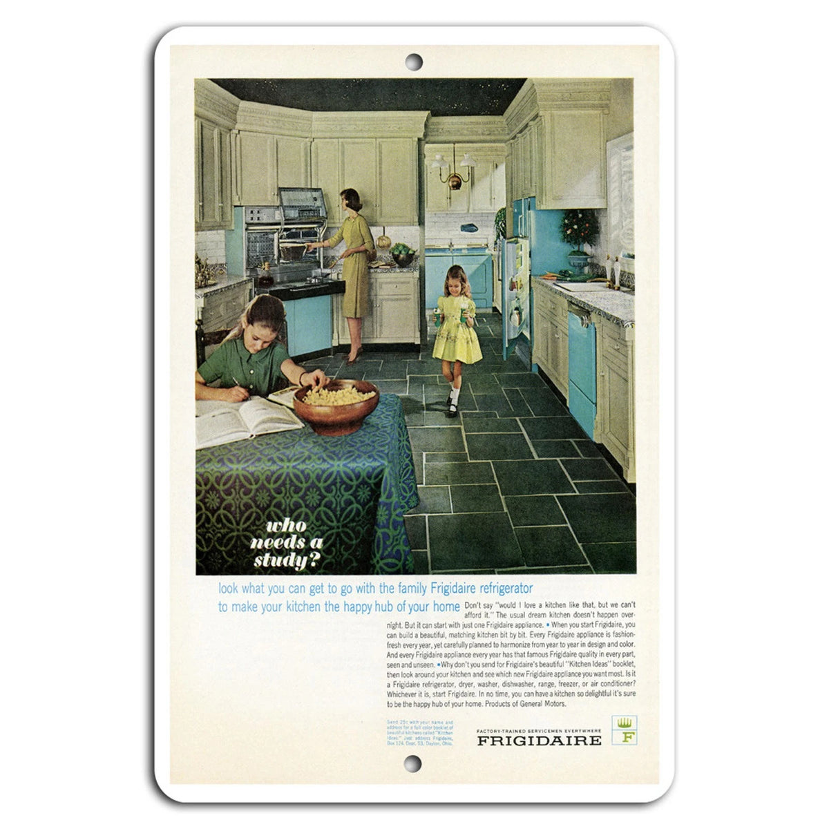 Frigidaire Family Hub Retro Kitchen Aluminum Sign — product artwork