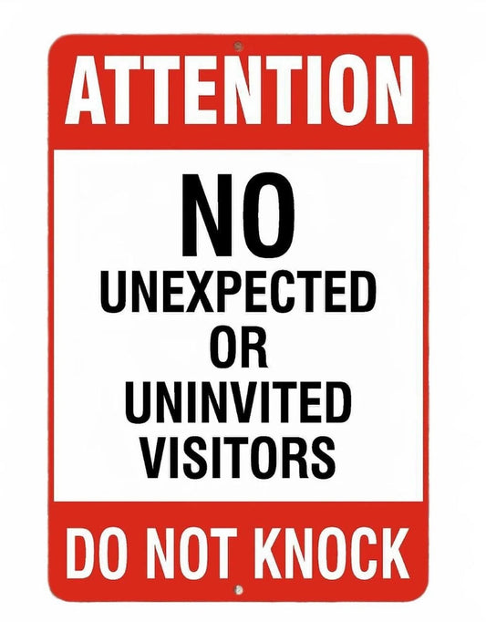 No Knock Warning Aluminum Sign — product artwork