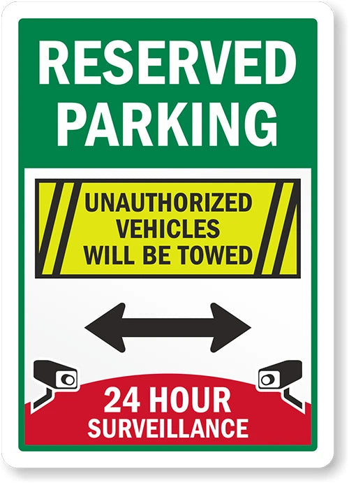 Parking Surveillance Reserved Aluminum Sign — product artwork