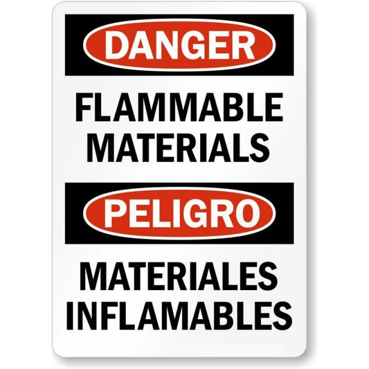 Bilingual Flammable Material Aluminum Sign — product artwork