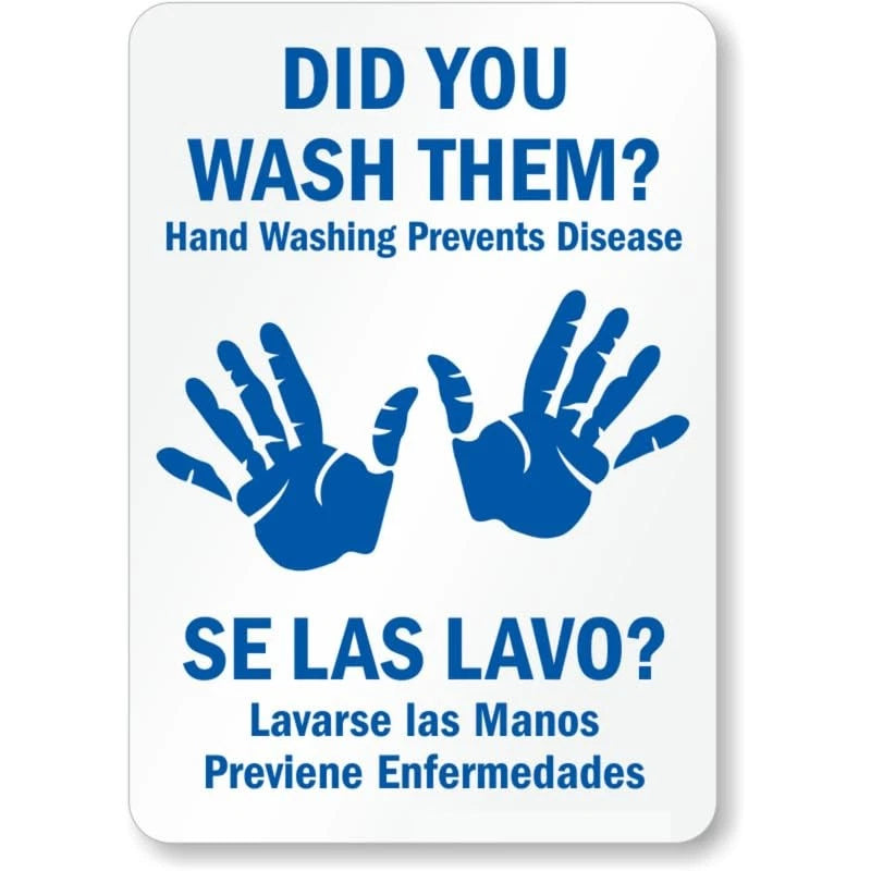 Bilingual Hand Washing Prevents Disease Aluminum Sign — product artwork