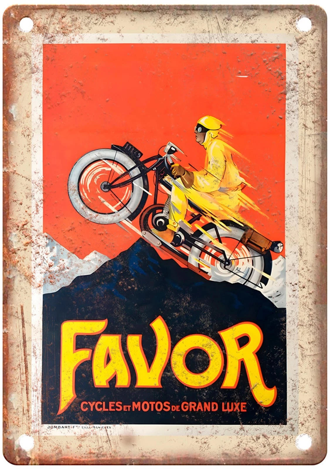 Vintage Motorcycle Poster Retro Look 1930 Favor Aluminum Sign — product artwork