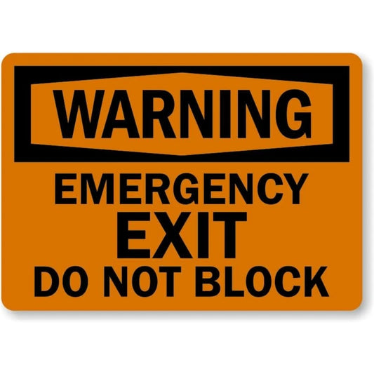 Emergency Exit Warning Aluminum Sign — product artwork