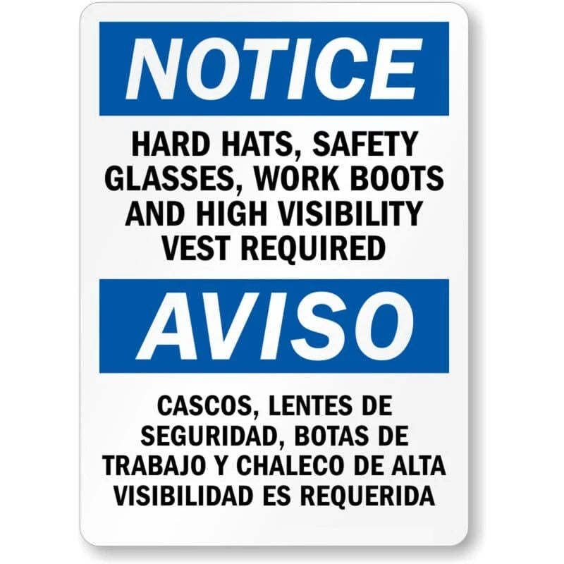 Bilingual Hard Hats Aluminum Sign — product artwork