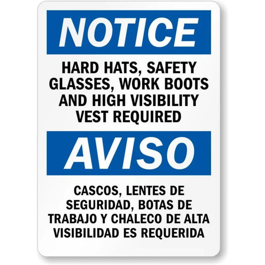 Bilingual Hard Hats Aluminum Sign — product artwork