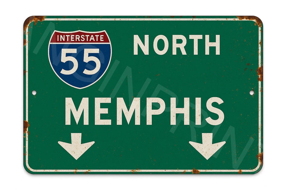 Highway I55 North Memphis Aluminum Sign — product artwork