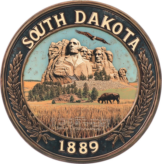 South Dakota Vintage Scenic Round Aluminum Sign — product artwork