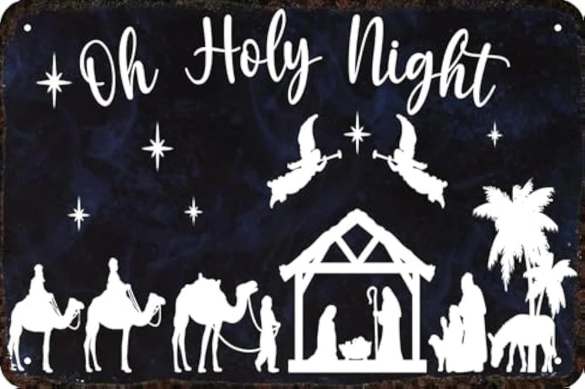 Tin Vintage Oh Holy Night Funny Christmas Aluminum Sign — product artwork