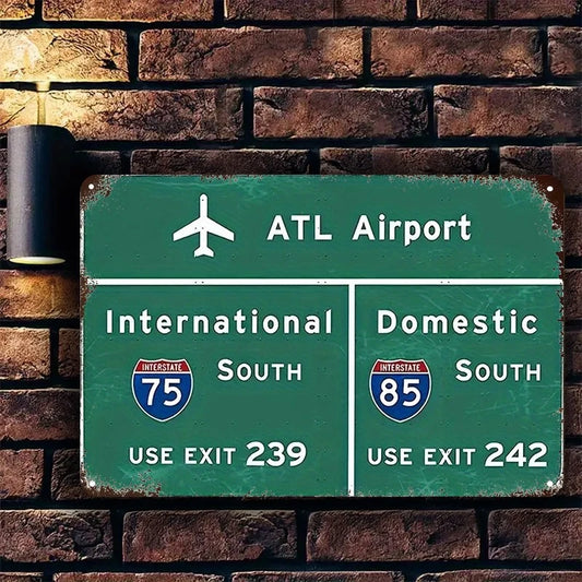 Vintage Airport Atlanta Flat Heavy Duty Funny Aluminum Sign — product artwork