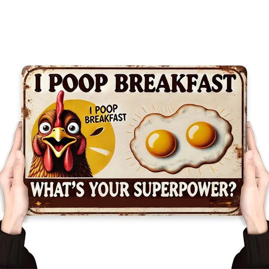 Poop Breakfast Funny Retro Aluminum Sign — product artwork