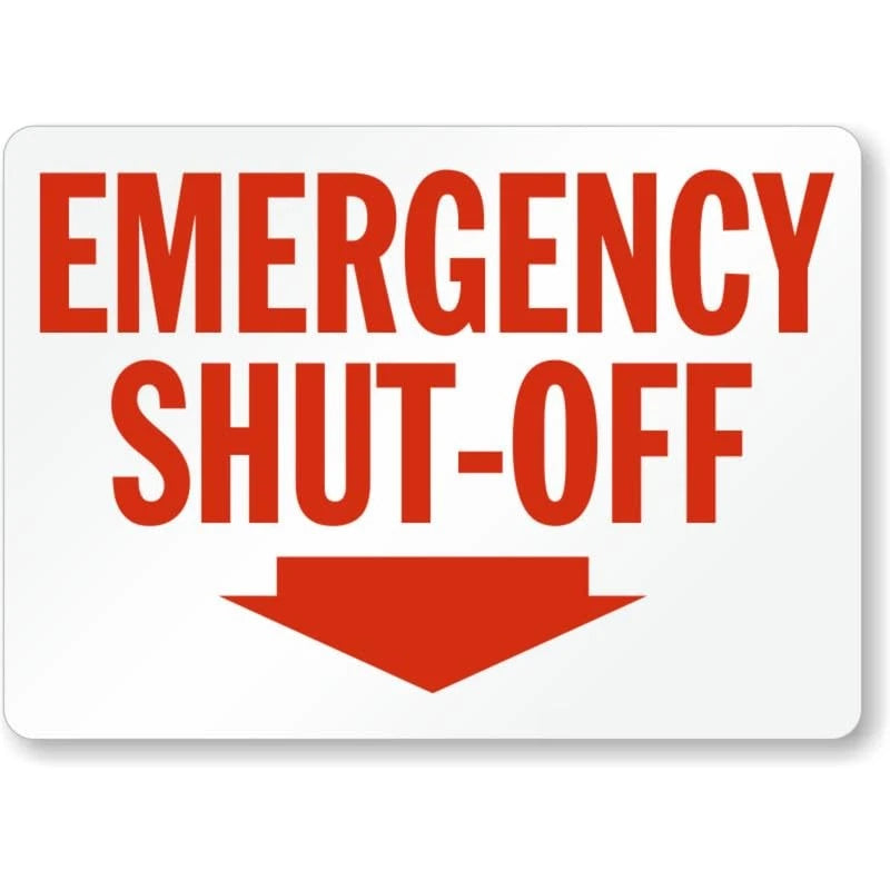 Fire Emergency Shut Off Aluminum Sign — product artwork