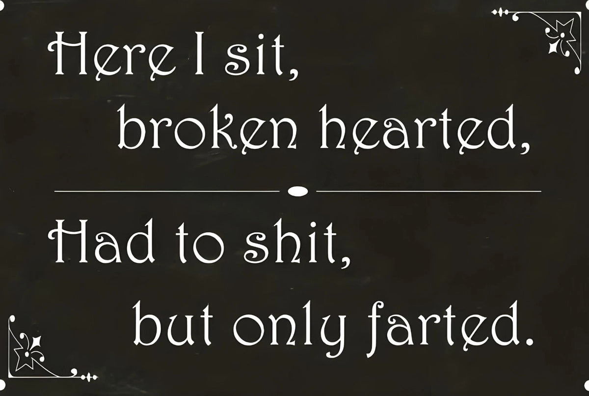 Here I Sit Broken Hearted Had to Shit but Only Farted Aluminum Sign — product artwork