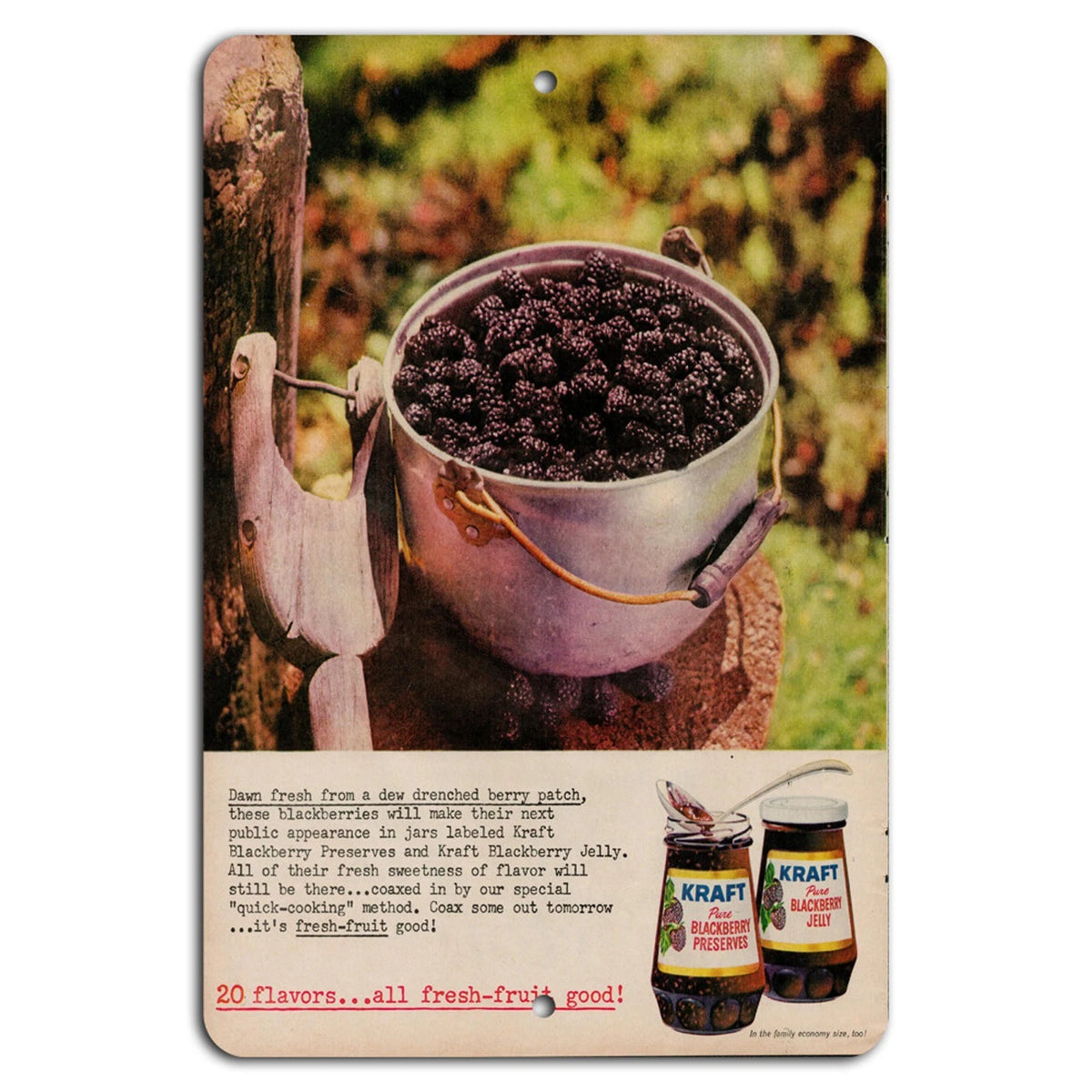 Vintage Kraft Blackberry Retro Kitchen Aluminum Sign — product artwork