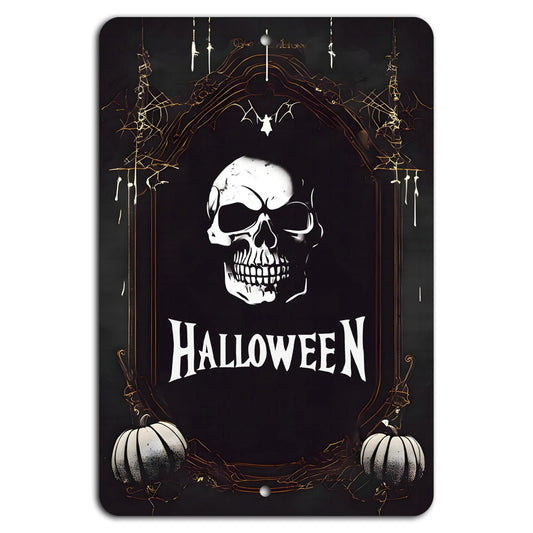 Halloween Skull Gothic Vintage Aluminum Sign — product artwork