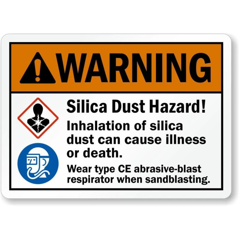 Silica Dust Cause Illness Aluminum Sign — product artwork