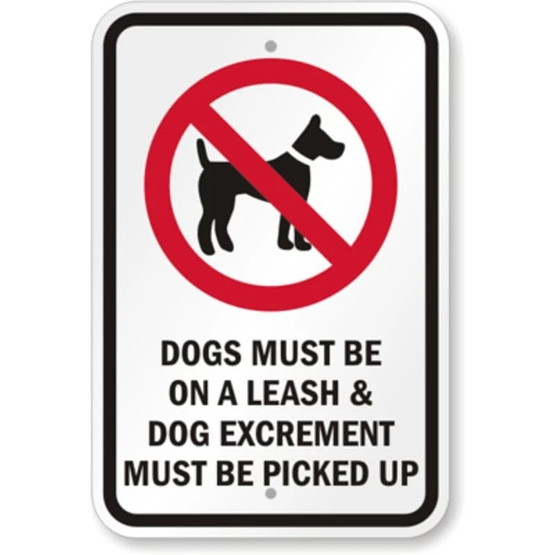 Dogs on Leash Aluminum Sign — product artwork
