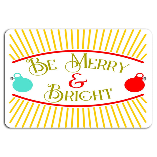 Holiday Merry Bright Red Gold Aluminum Sign — product artwork