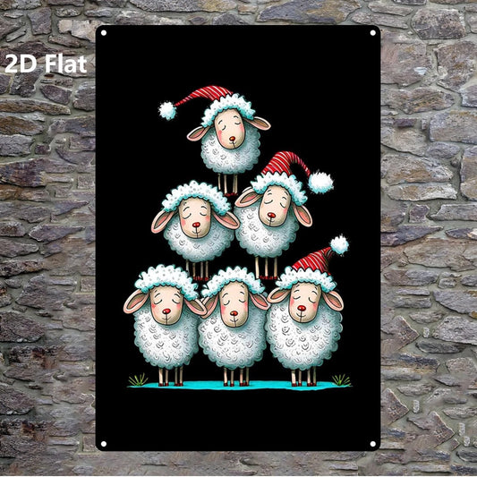 Christmas Sheep Wall Art Handmade Funny Holiday Aluminum Sign — product artwork