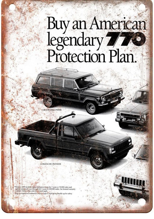 Jeep Vintage 1989 Auto Ad Retro Look Aluminum Sign — product artwork