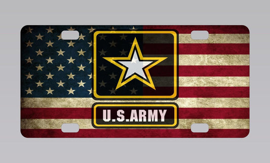 Army Aged American Flag Decorative Aluminum Plate — product artwork