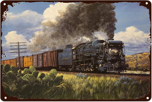 Steam Train Funny Vintage Style Wall Art Aluminum Sign — product artwork