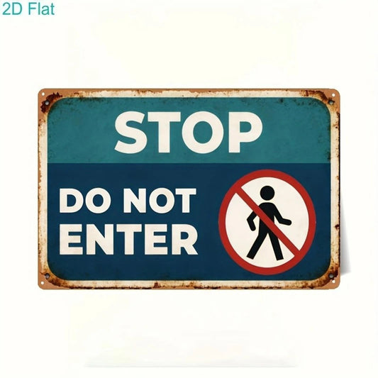 Retro Stop Do Not Enter Funny Yard Aluminum Sign — product artwork